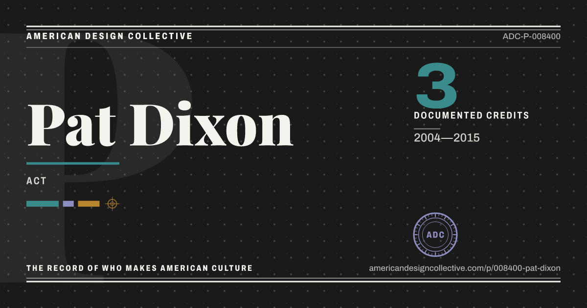 Registry card for Pat Dixon: the ADC seal, Pat Dixon, and how much is on record.