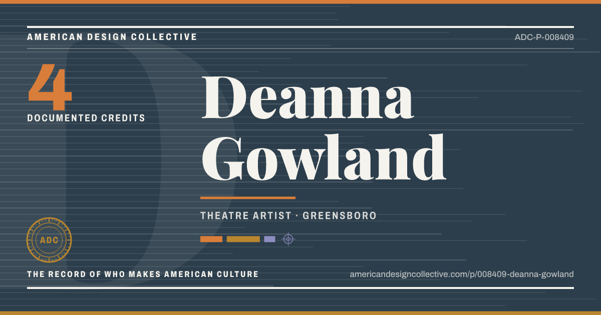 Registry card for Deanna Gowland: the ADC seal, Deanna Gowland, and how much is on record.