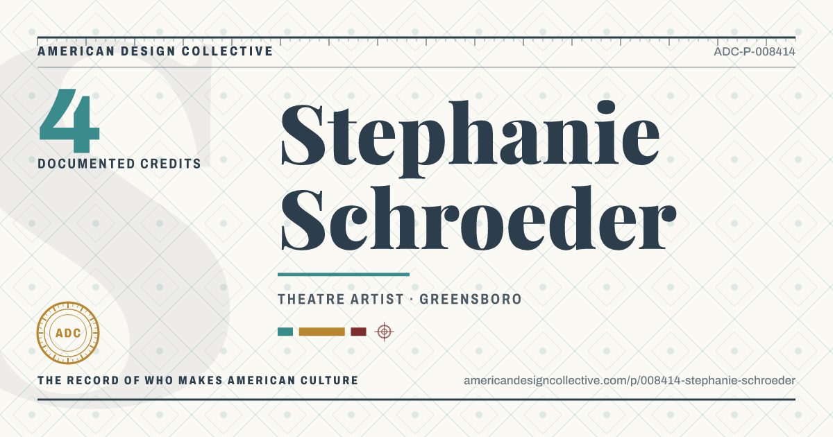 Registry card for Stephanie Schroeder: the ADC seal, Stephanie Schroeder, and how much is on record.