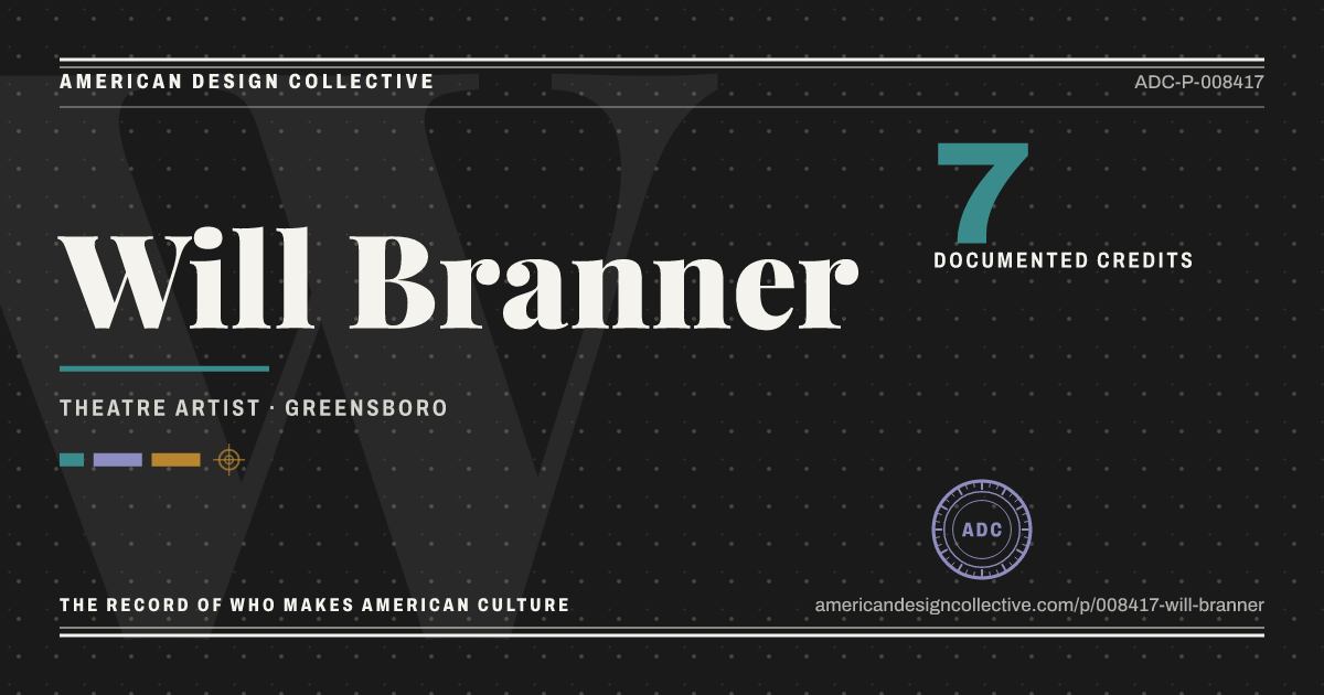 Registry card for Will Branner: the ADC seal, Will Branner, and how much is on record.