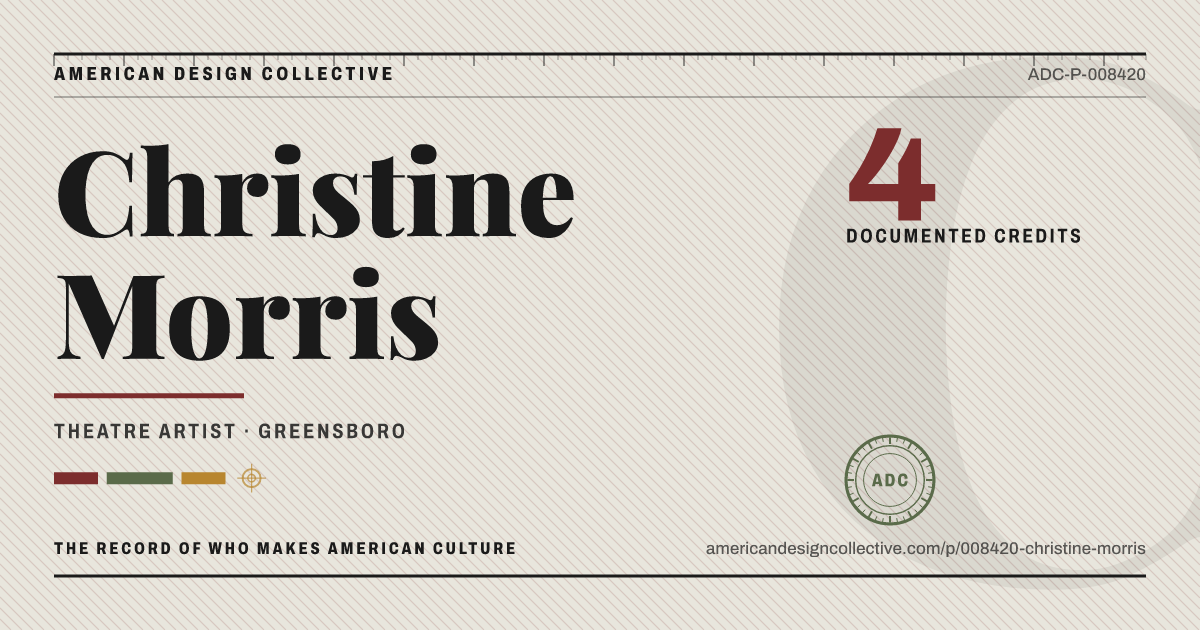 Registry card for Christine Morris: the ADC seal, Christine Morris, and how much is on record.