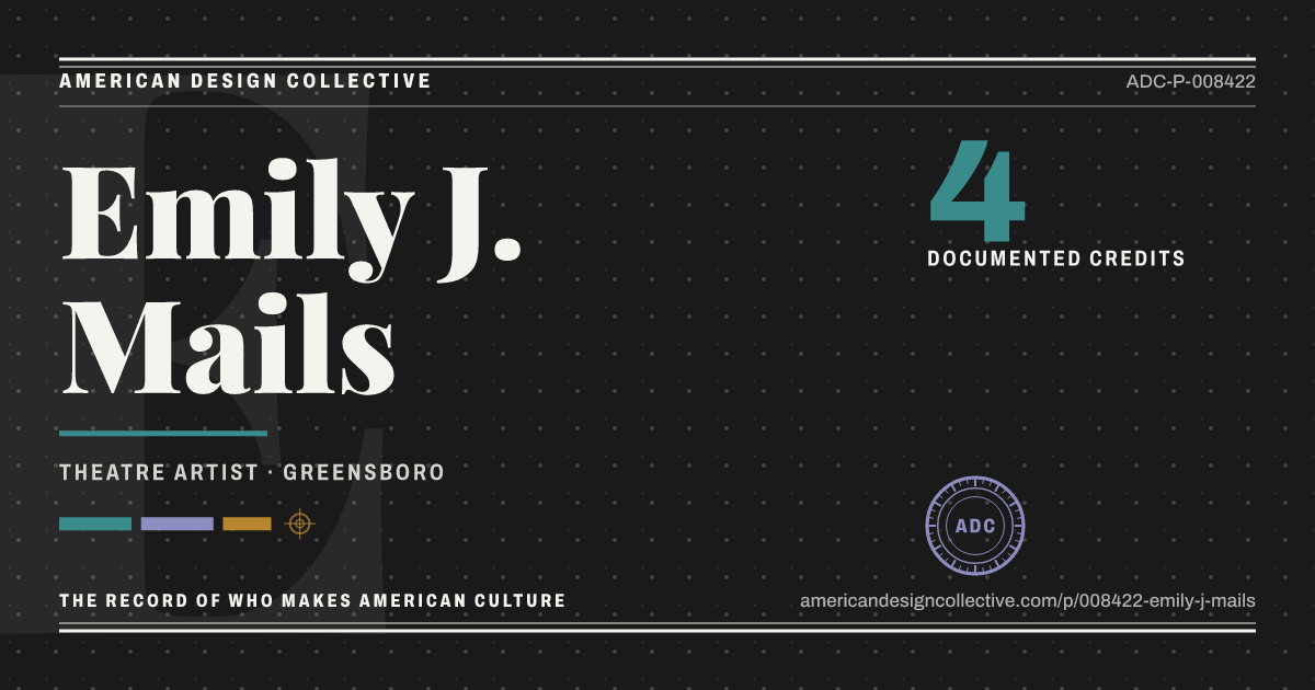 Registry card for Emily J. Mails: the ADC seal, Emily J. Mails, and how much is on record.