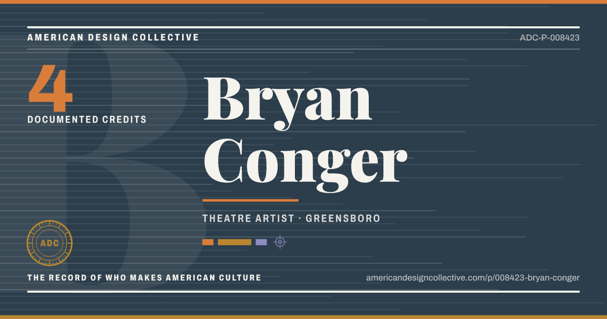 Registry card for Bryan Conger: the ADC seal, Bryan Conger, and how much is on record.