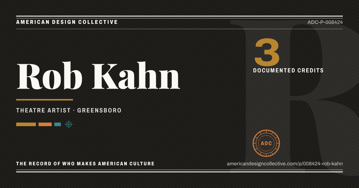 Registry card for Rob Kahn: the ADC seal, Rob Kahn, and how much is on record.