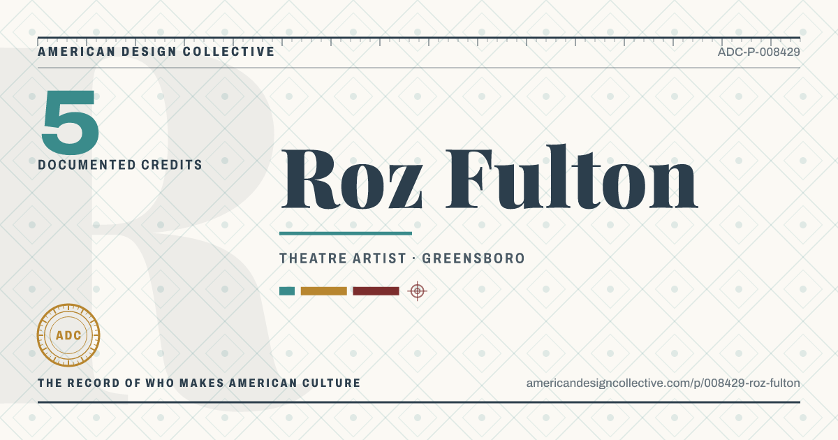 Registry card for Roz Fulton: the ADC seal, Roz Fulton, and how much is on record.