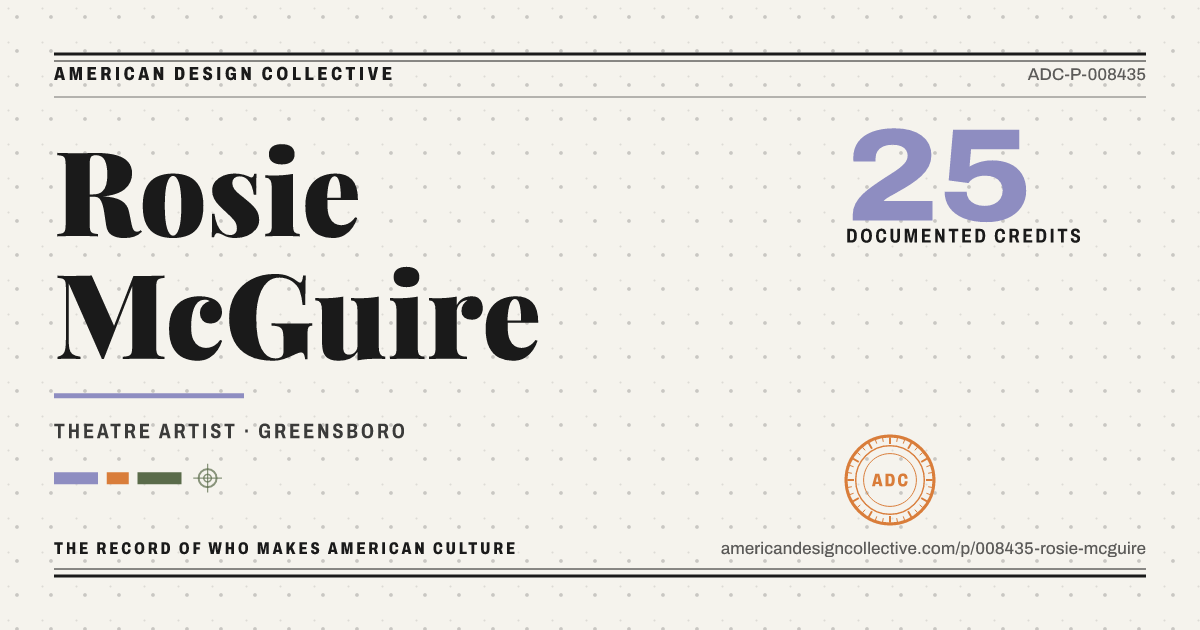 Registry card for Rosie McGuire: the ADC seal, Rosie McGuire, and how much is on record.