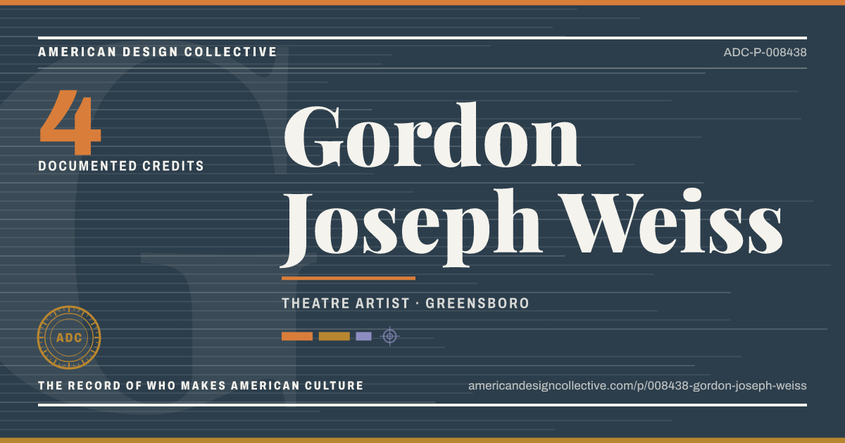 Registry card for Gordon Joseph Weiss: the ADC seal, Gordon Joseph Weiss, and how much is on record.