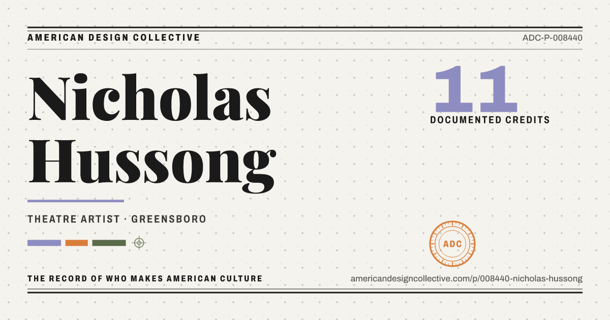 Registry card for Nicholas Hussong: the ADC seal, Nicholas Hussong, and how much is on record.