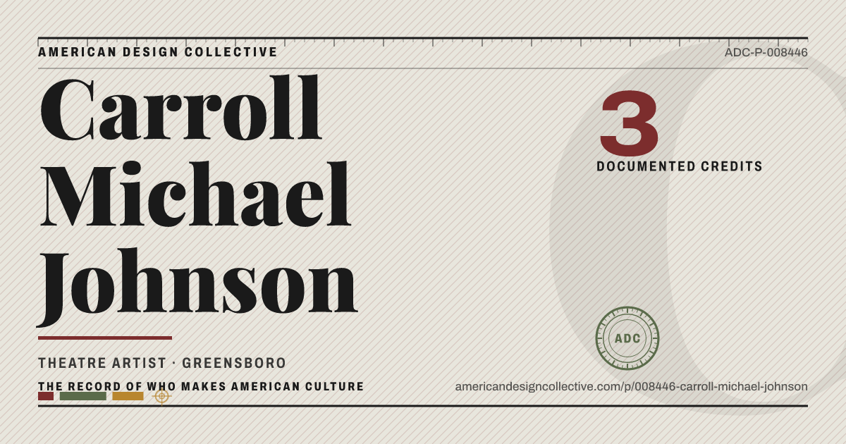 Registry card for Carroll Michael Johnson: the ADC seal, Carroll Michael Johnson, and how much is on record.
