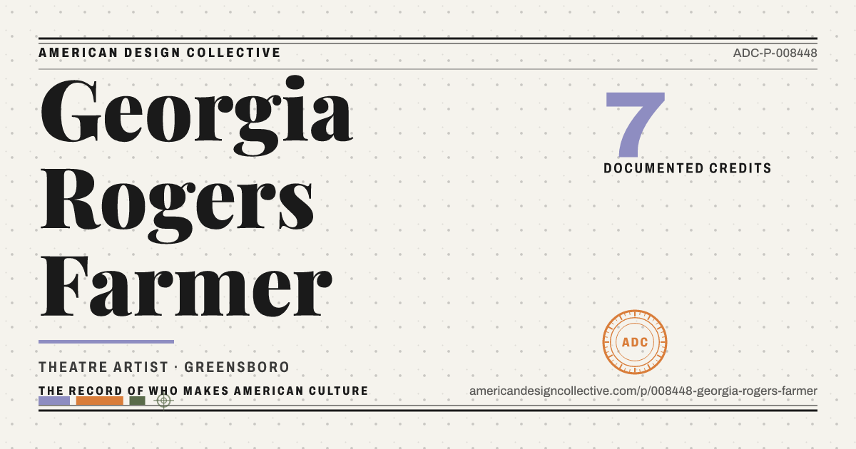Registry card for Georgia Rogers Farmer: the ADC seal, Georgia Rogers Farmer, and how much is on record.