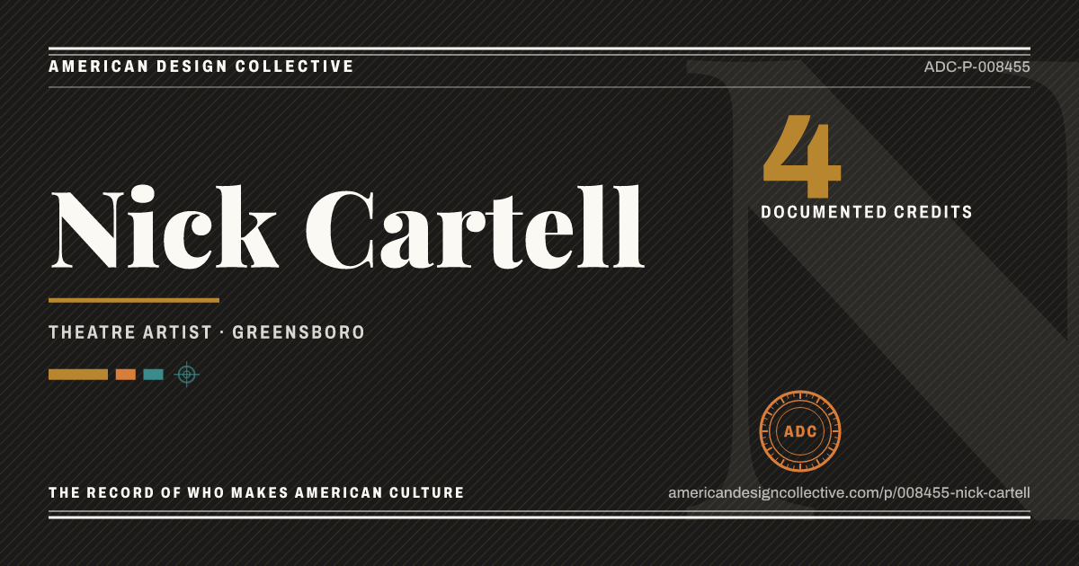 Registry card for Nick Cartell: the ADC seal, Nick Cartell, and how much is on record.