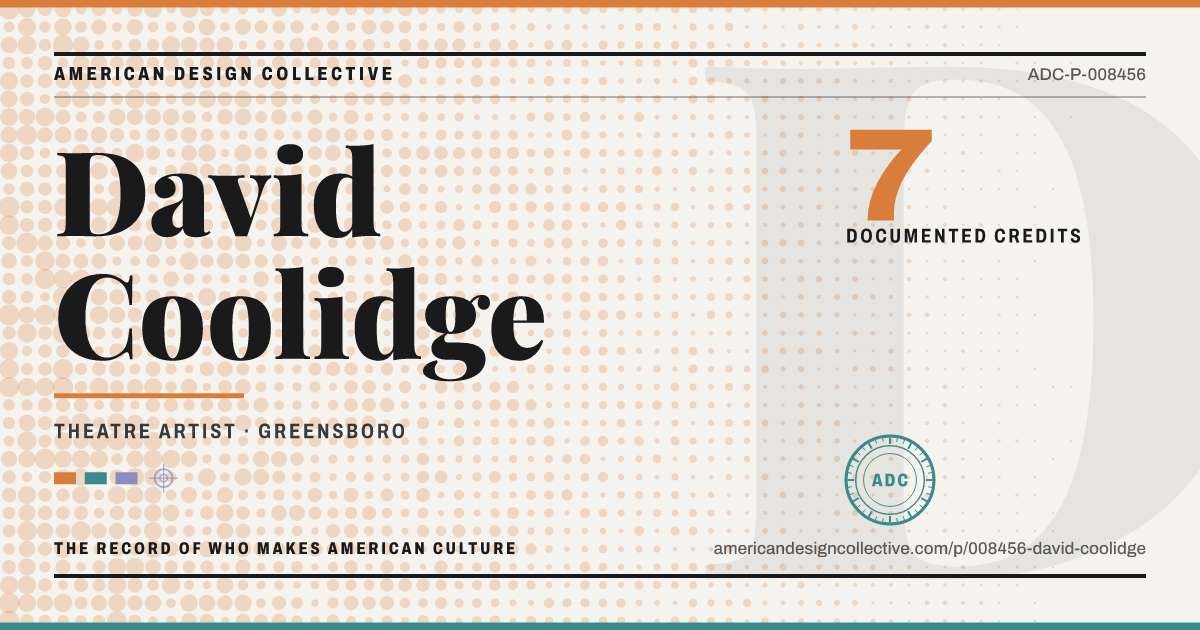 Registry card for David Coolidge: the ADC seal, David Coolidge, and how much is on record.