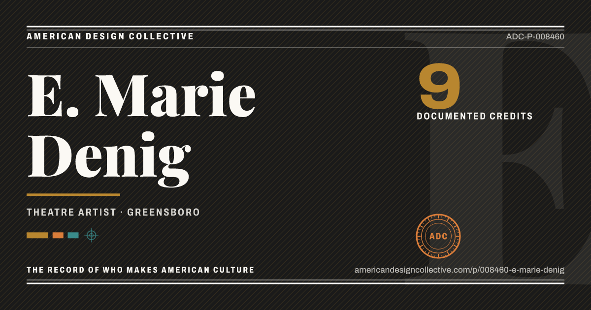 Registry card for E. Marie Denig: the ADC seal, E. Marie Denig, and how much is on record.