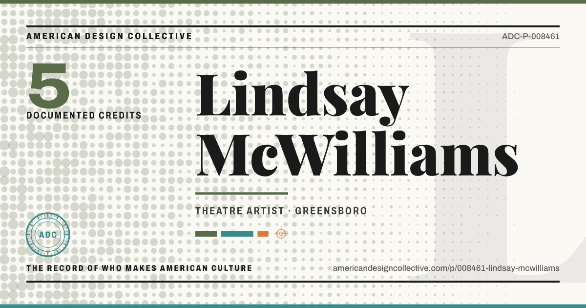Registry card for Lindsay McWilliams: the ADC seal, Lindsay McWilliams, and how much is on record.