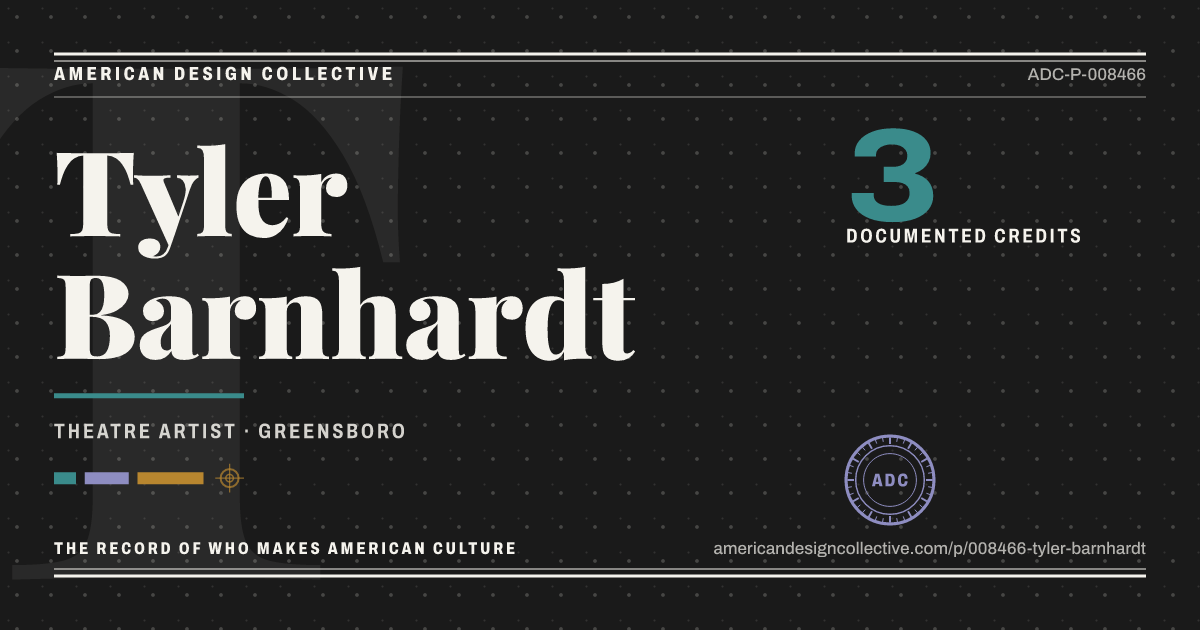 Registry card for Tyler Barnhardt: the ADC seal, Tyler Barnhardt, and how much is on record.