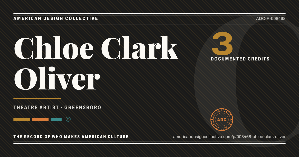 Registry card for Chloe Clark Oliver: the ADC seal, Chloe Clark Oliver, and how much is on record.