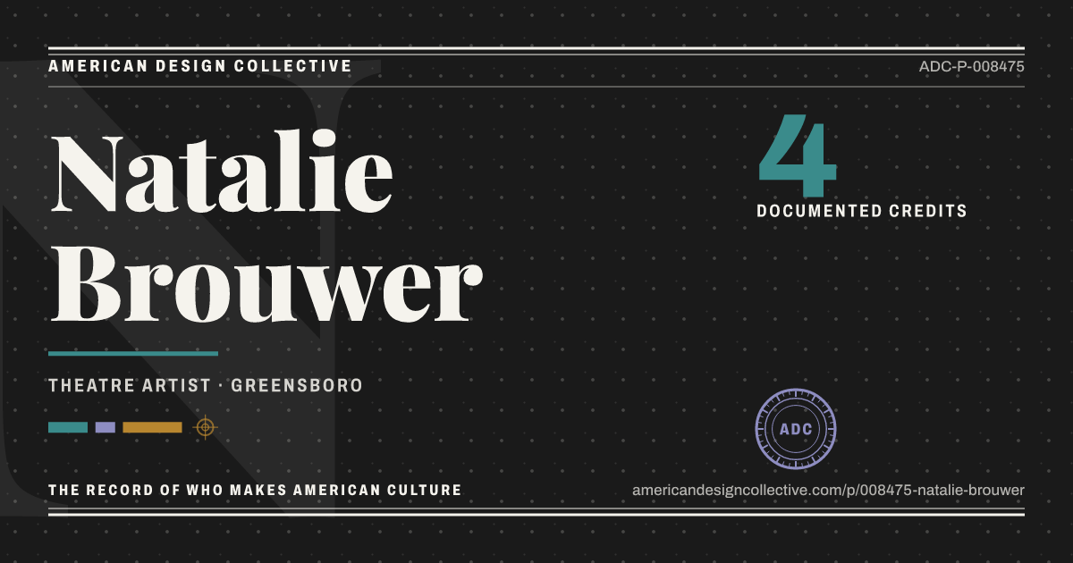 Registry card for Natalie Brouwer: the ADC seal, Natalie Brouwer, and how much is on record.