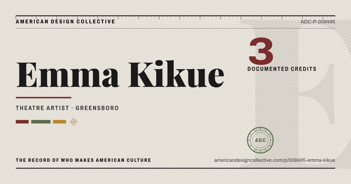 Registry card for Emma Kikue: the ADC seal, Emma Kikue, and how much is on record.