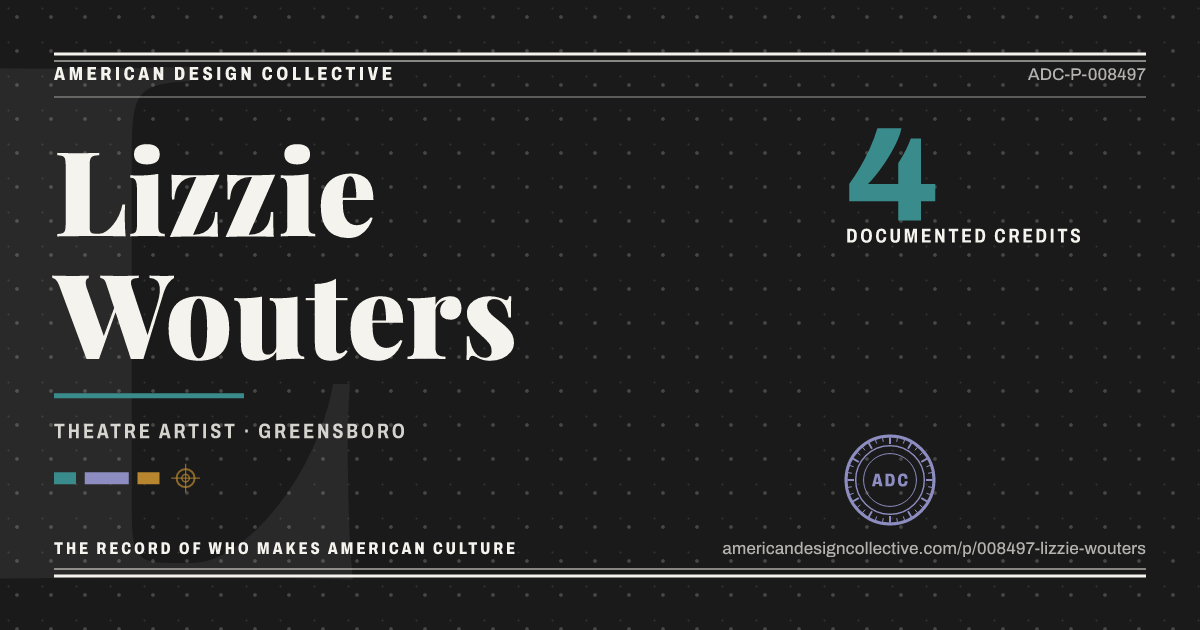 Registry card for Lizzie Wouters: the ADC seal, Lizzie Wouters, and how much is on record.