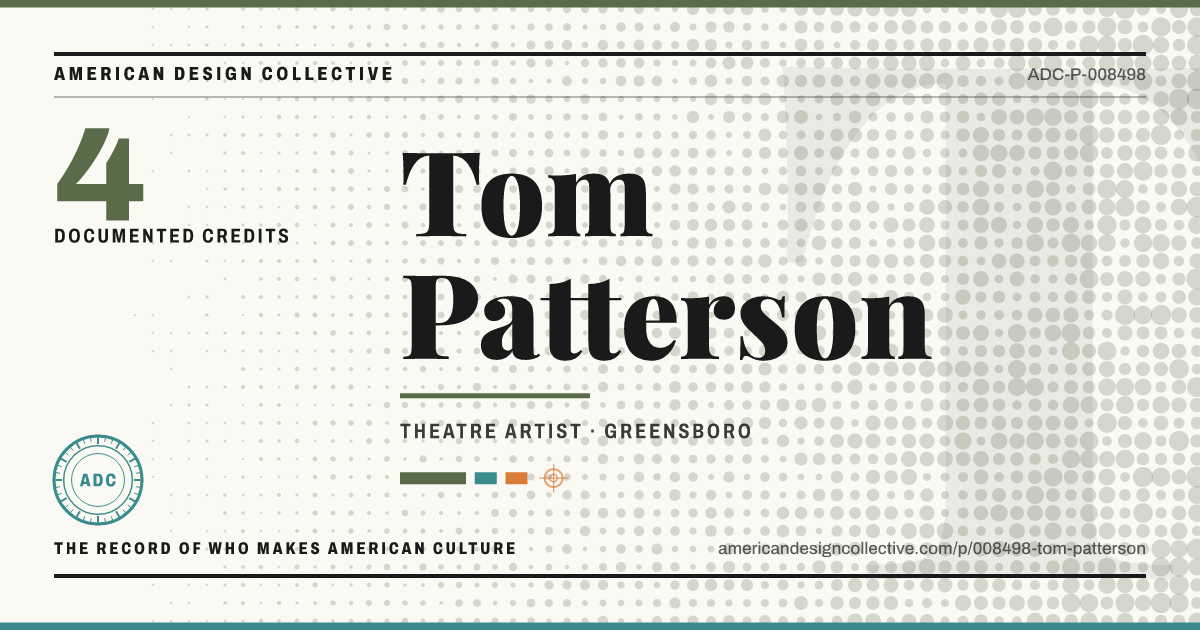 Registry card for Tom Patterson: the ADC seal, Tom Patterson, and how much is on record.