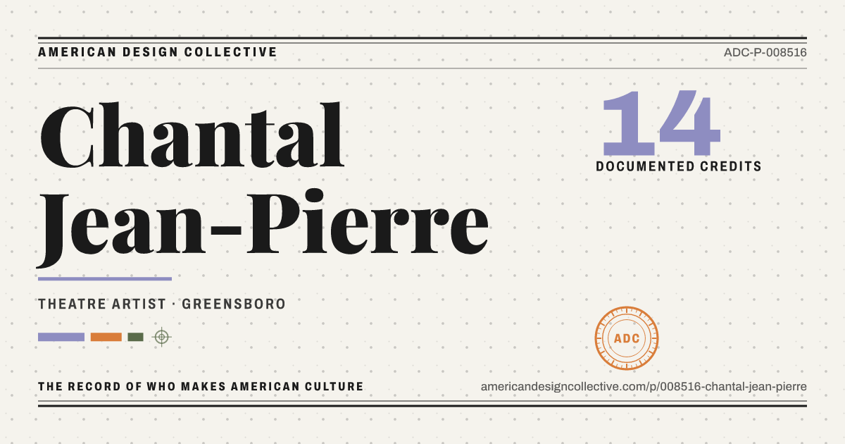 Registry card for Chantal Jean-Pierre: the ADC seal, Chantal Jean-Pierre, and how much is on record.