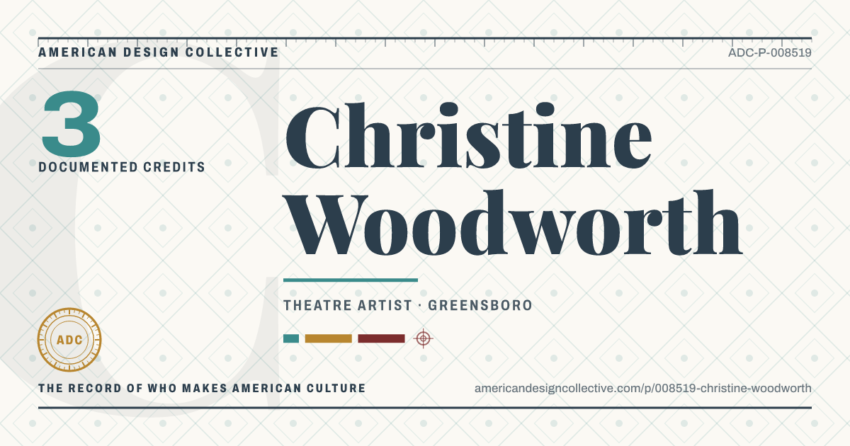 Registry card for Christine Woodworth: the ADC seal, Christine Woodworth, and how much is on record.