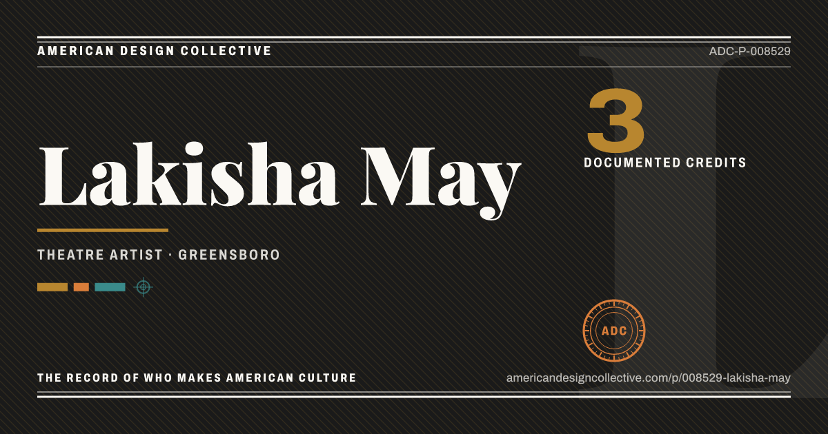 Registry card for Lakisha May: the ADC seal, Lakisha May, and how much is on record.
