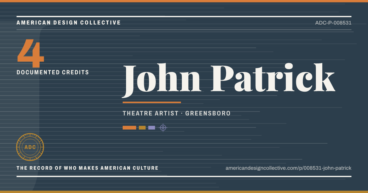 Registry card for John Patrick: the ADC seal, John Patrick, and how much is on record.