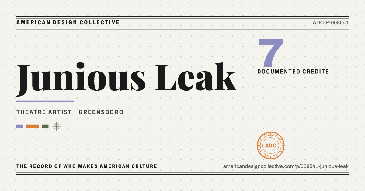 Registry card for Junious Leak: the ADC seal, Junious Leak, and how much is on record.