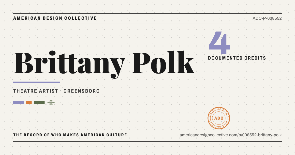 Registry card for Brittany Polk: the ADC seal, Brittany Polk, and how much is on record.