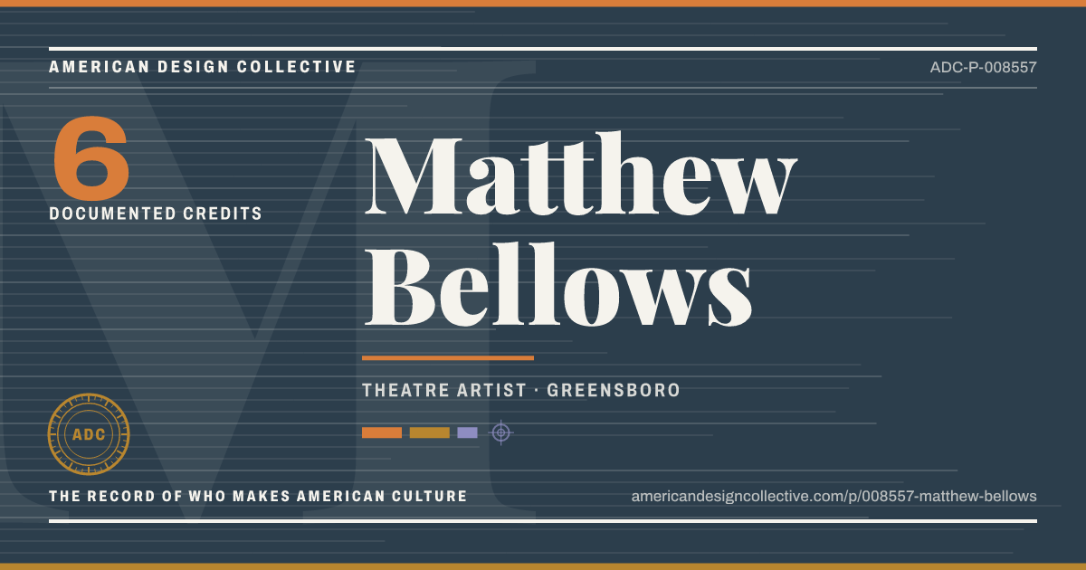Registry card for Matthew Bellows: the ADC seal, Matthew Bellows, and how much is on record.