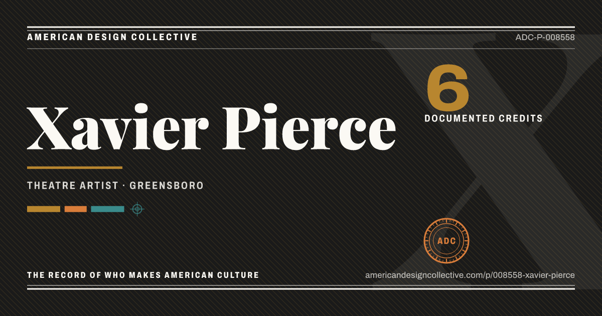 Registry card for Xavier Pierce: the ADC seal, Xavier Pierce, and how much is on record.