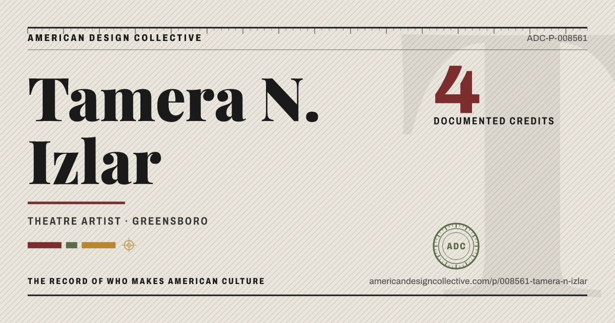 Registry card for Tamera N. Izlar: the ADC seal, Tamera N. Izlar, and how much is on record.
