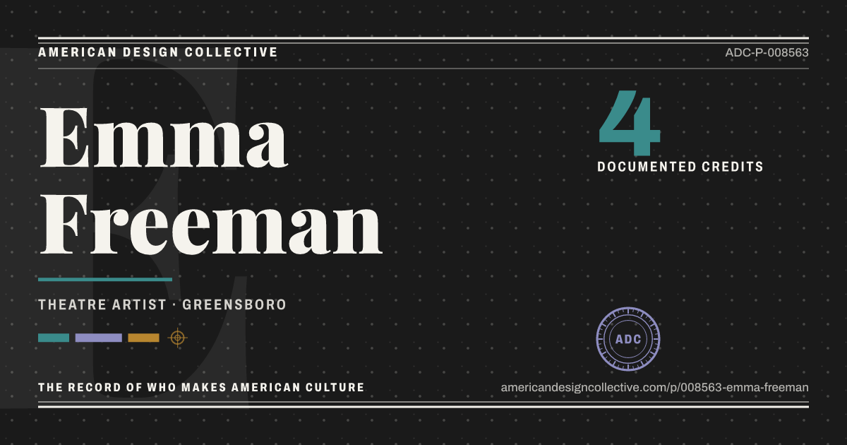Registry card for Emma Freeman: the ADC seal, Emma Freeman, and how much is on record.