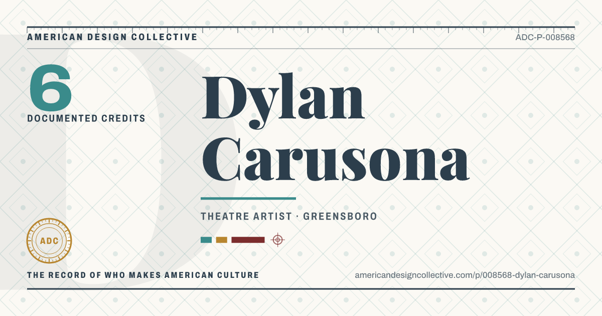 Registry card for Dylan Carusona: the ADC seal, Dylan Carusona, and how much is on record.