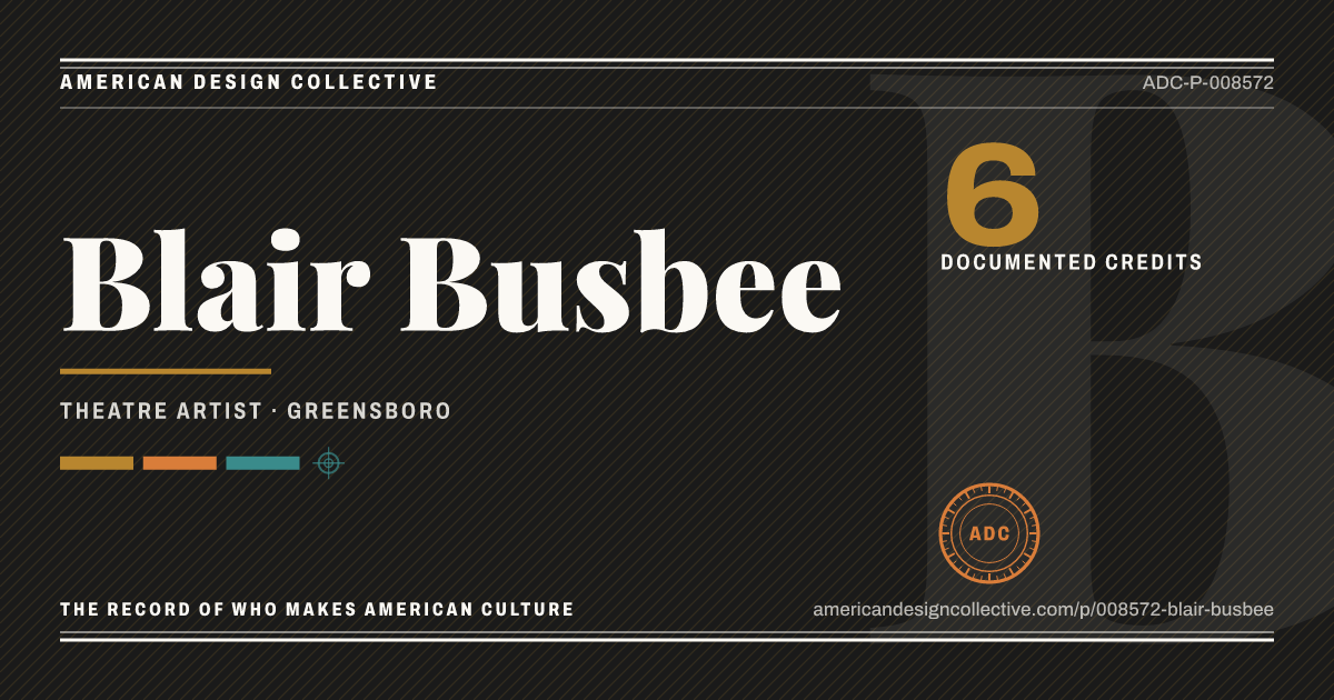 Registry card for Blair Busbee: the ADC seal, Blair Busbee, and how much is on record.