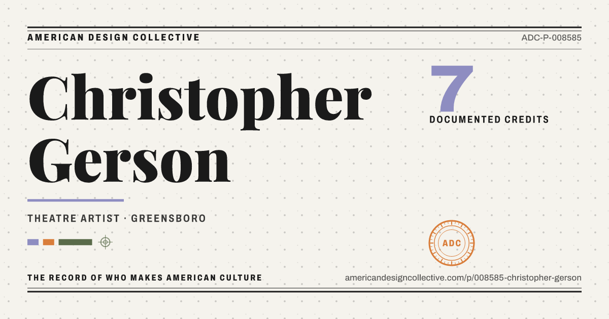 Registry card for Christopher Gerson: the ADC seal, Christopher Gerson, and how much is on record.