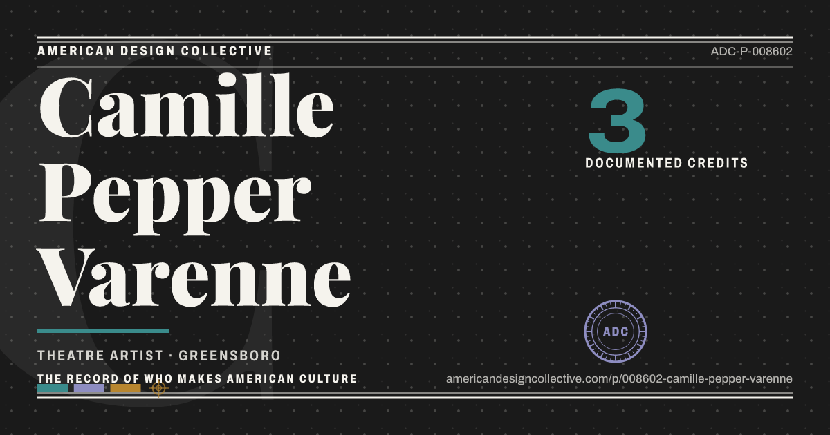 Registry card for Camille Pepper Varenne: the ADC seal, Camille Pepper Varenne, and how much is on record.