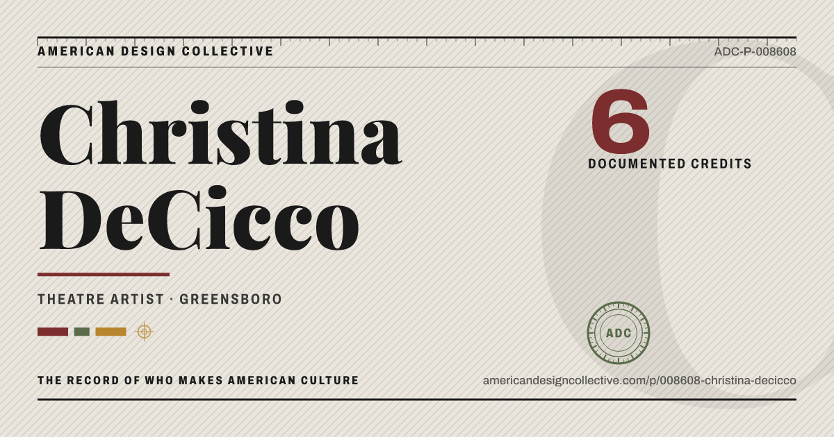 Registry card for Christina DeCicco: the ADC seal, Christina DeCicco, and how much is on record.