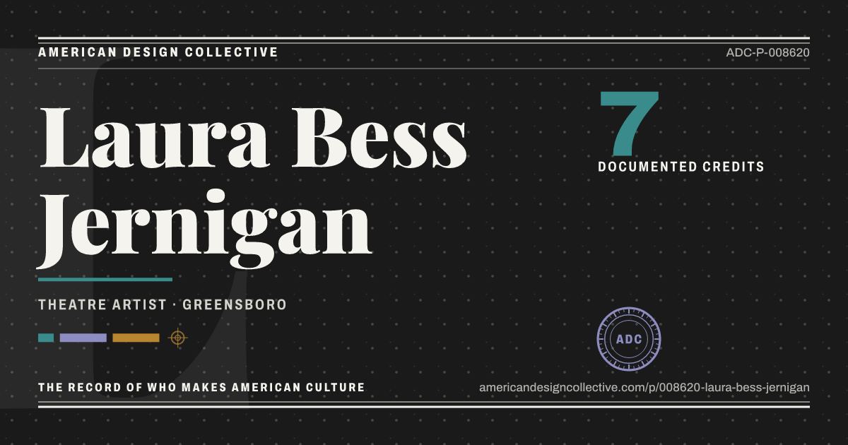 Registry card for Laura Bess Jernigan: the ADC seal, Laura Bess Jernigan, and how much is on record.