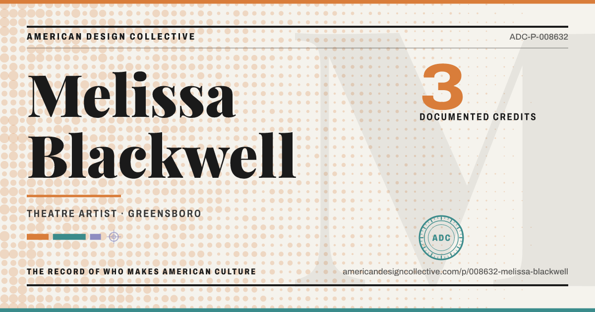 Registry card for Melissa Blackwell: the ADC seal, Melissa Blackwell, and how much is on record.