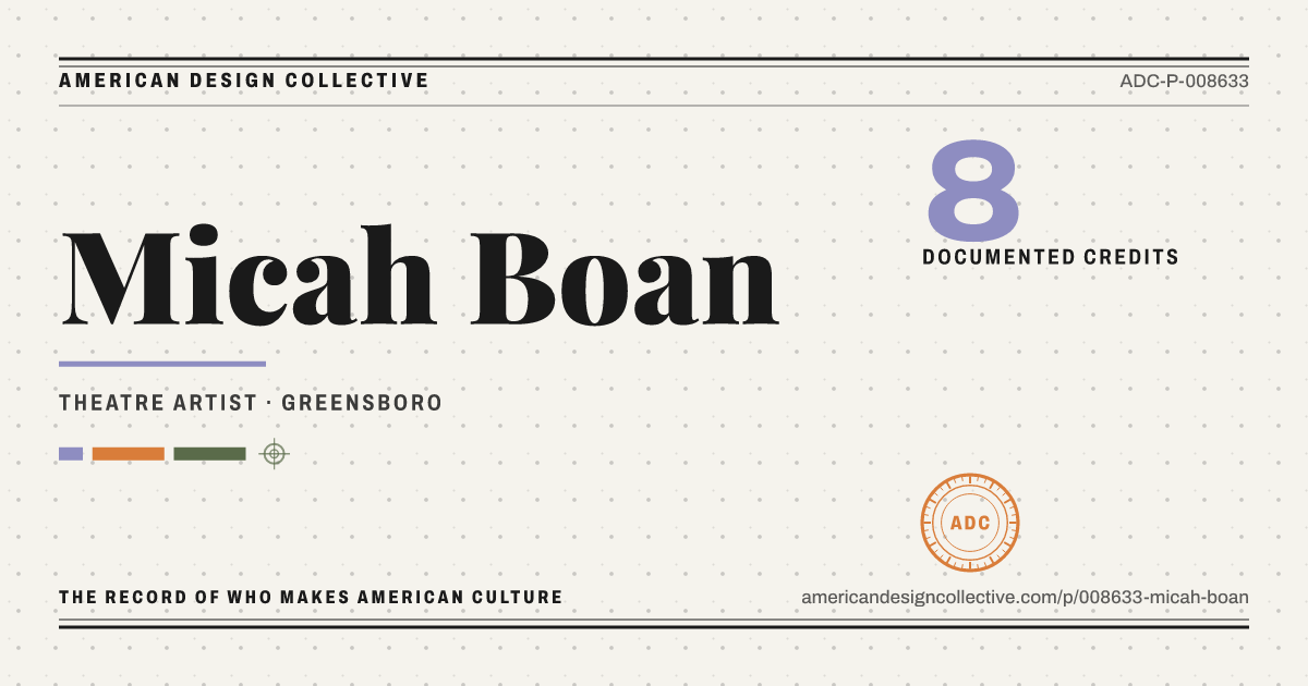 Registry card for Micah Boan: the ADC seal, Micah Boan, and how much is on record.