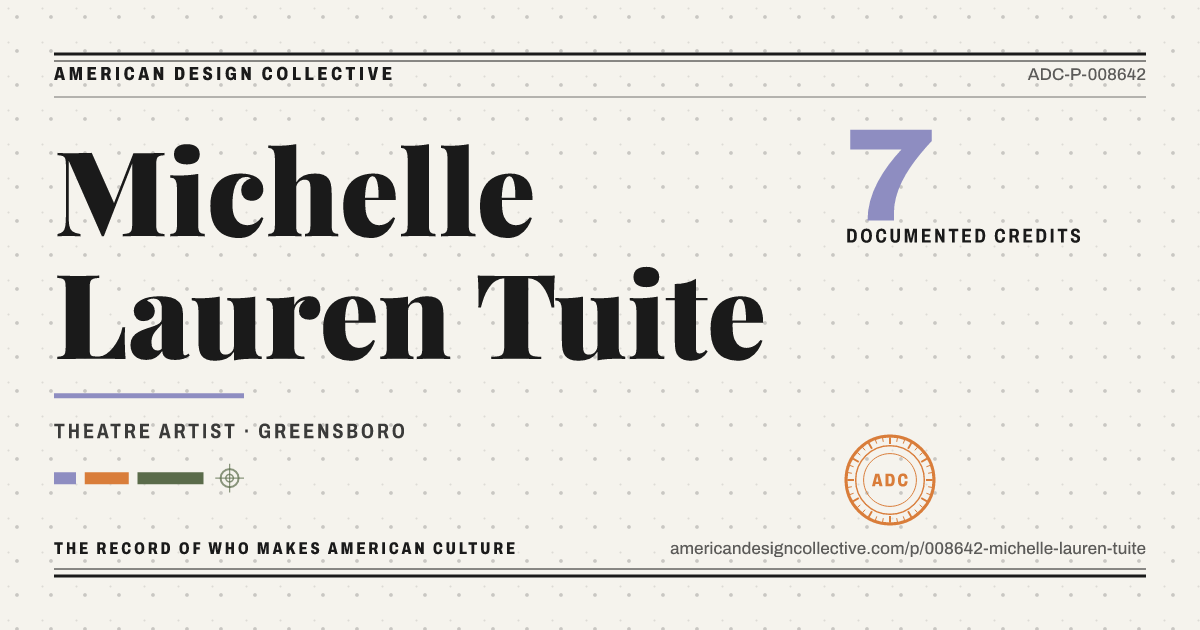 Registry card for Michelle Lauren Tuite: the ADC seal, Michelle Lauren Tuite, and how much is on record.