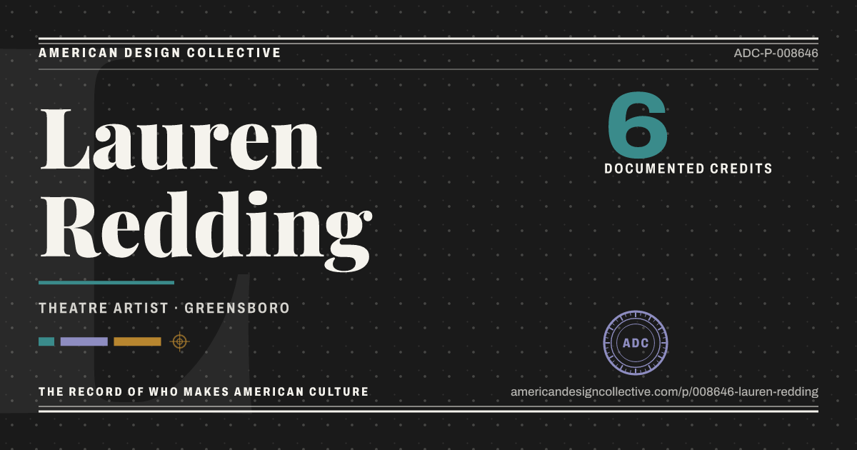 Registry card for Lauren Redding: the ADC seal, Lauren Redding, and how much is on record.