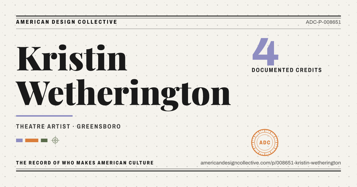 Registry card for Kristin Wetherington: the ADC seal, Kristin Wetherington, and how much is on record.