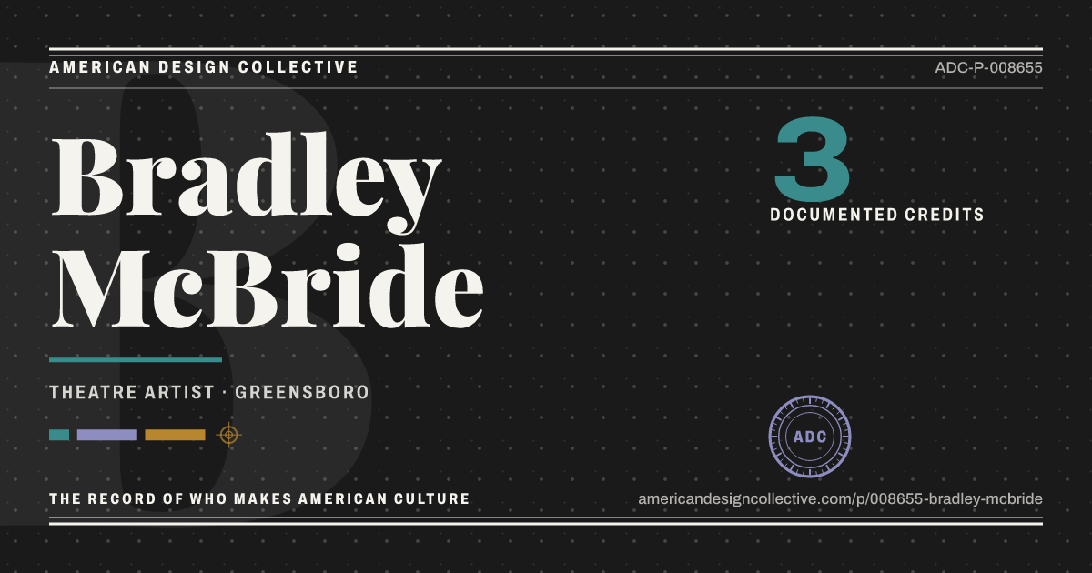Registry card for Bradley McBride: the ADC seal, Bradley McBride, and how much is on record.