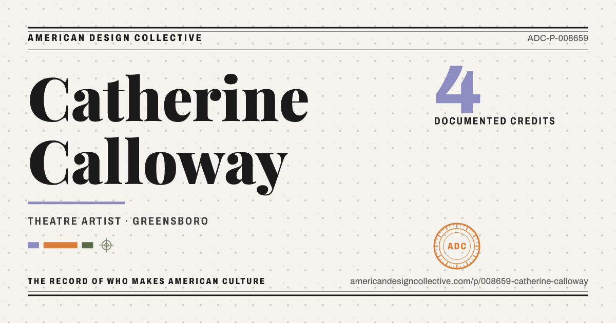 Registry card for Catherine Calloway: the ADC seal, Catherine Calloway, and how much is on record.