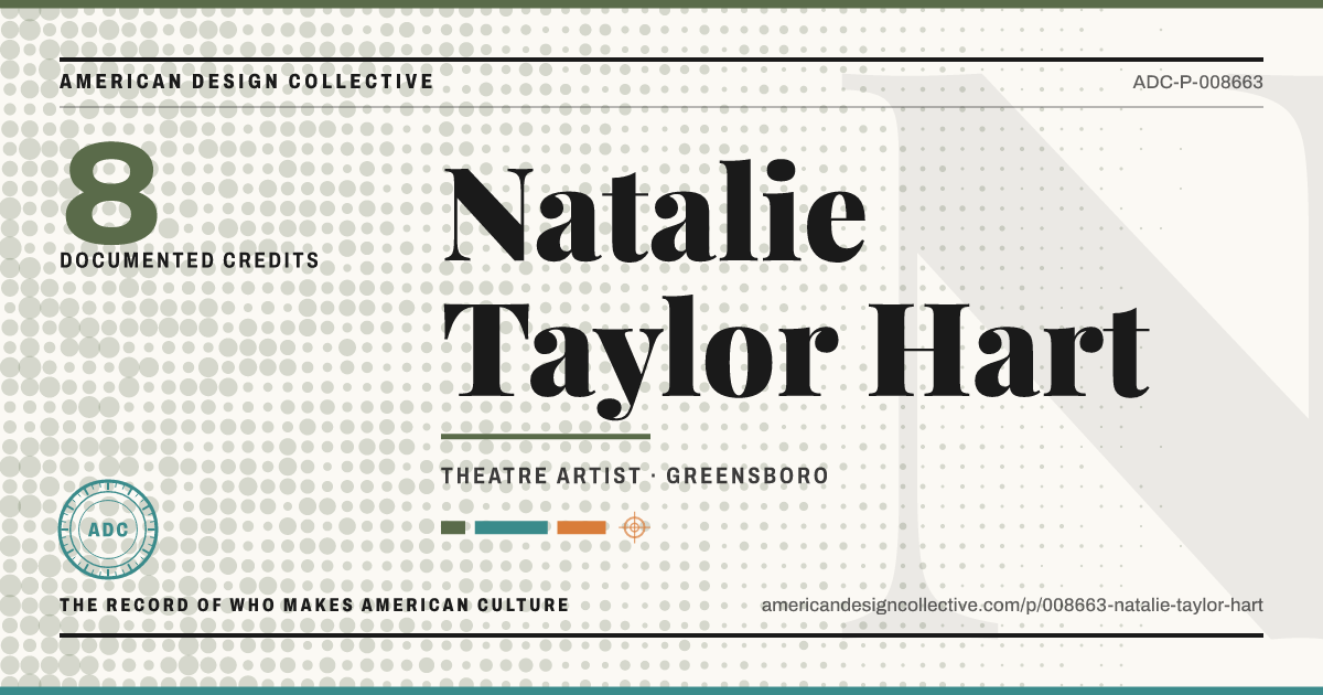 Registry card for Natalie Taylor Hart: the ADC seal, Natalie Taylor Hart, and how much is on record.