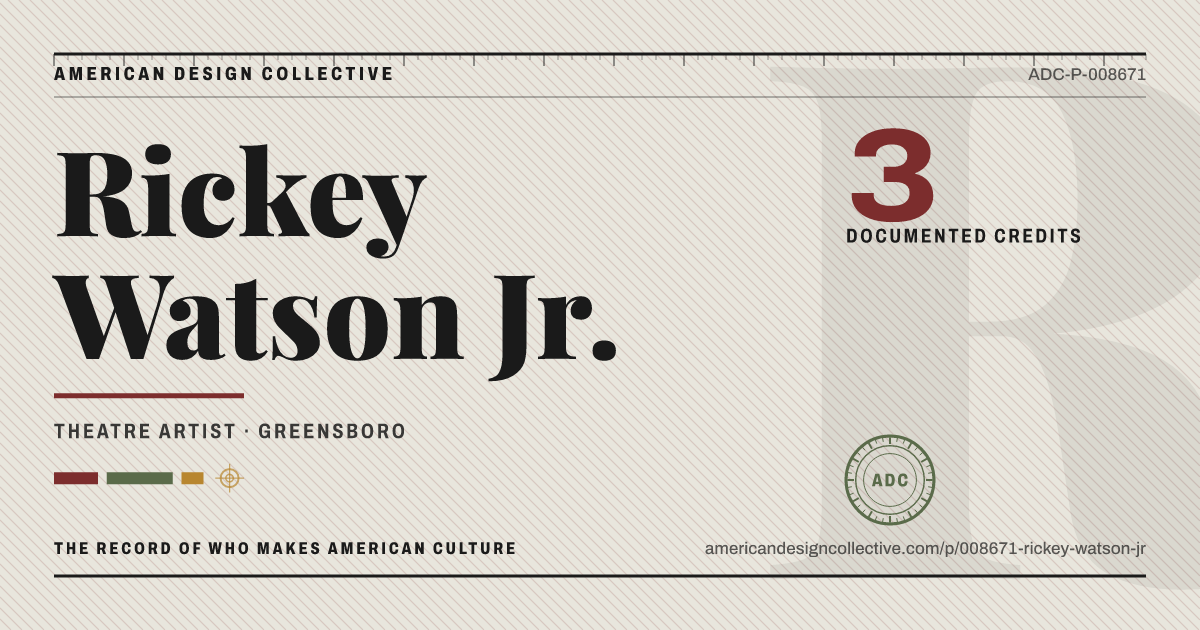 Registry card for Rickey Watson Jr.: the ADC seal, Rickey Watson Jr., and how much is on record.