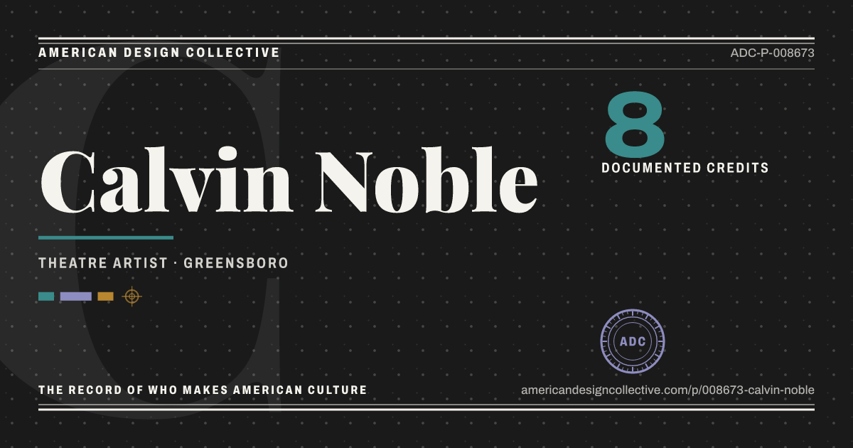 Registry card for Calvin Noble: the ADC seal, Calvin Noble, and how much is on record.